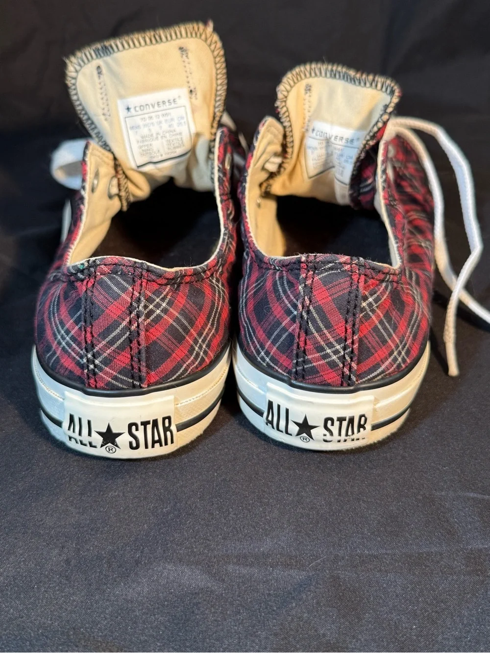 Converse Red & Black Plaid Low Top Sneakers - Picture 2 of 8